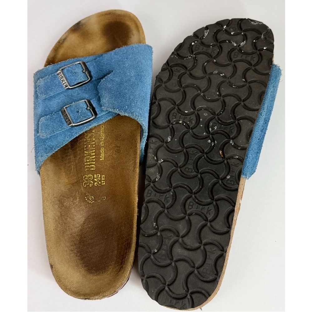 Birkenstock Women’s Zurich Light Blue Suede Slide Sandals, size 7.5 US / 38 EU - Picture 12 of 12